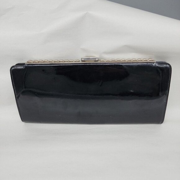 Vintage Womens Black Patent Envelope Style Wallet/Clutch 12x5.5" canada - Picture 7 of 9